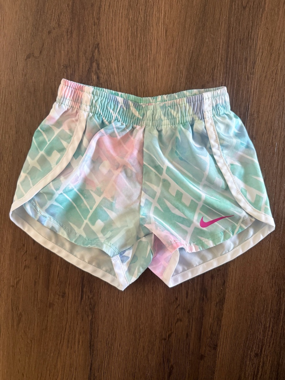 Nike Girls' Pastel Mint & Pink Grid Athletic Shorts